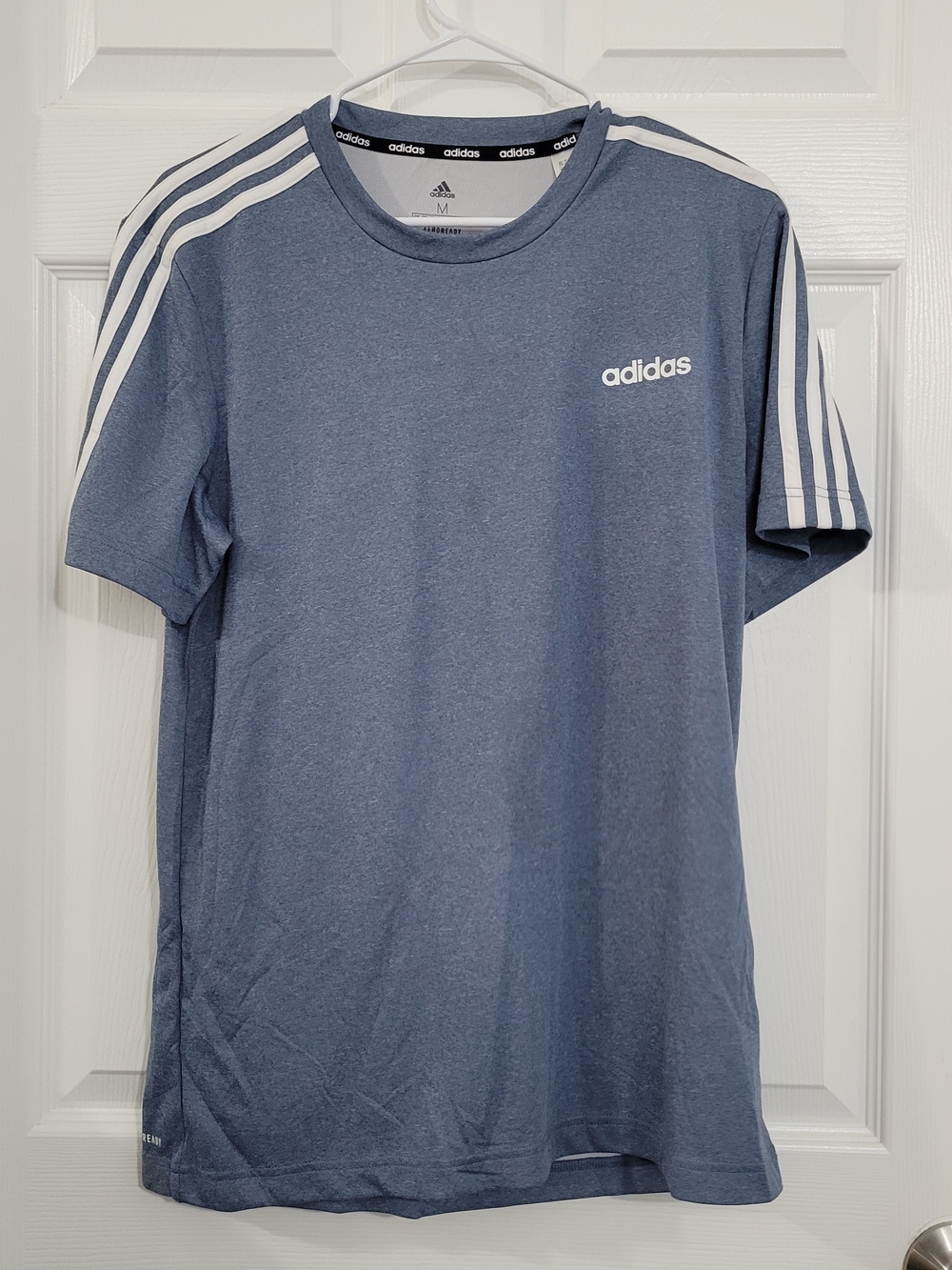 adidas Men’s Slate Blue Short-Sleeve Three-Stripe Tee